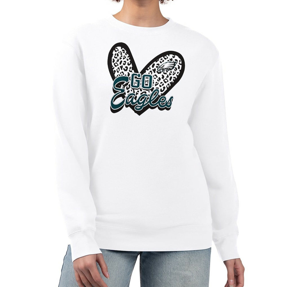 G-III 4Her by Carl Banks Women's Leopard Heart Pullover Sweatshirt - Philadelphia Eagles