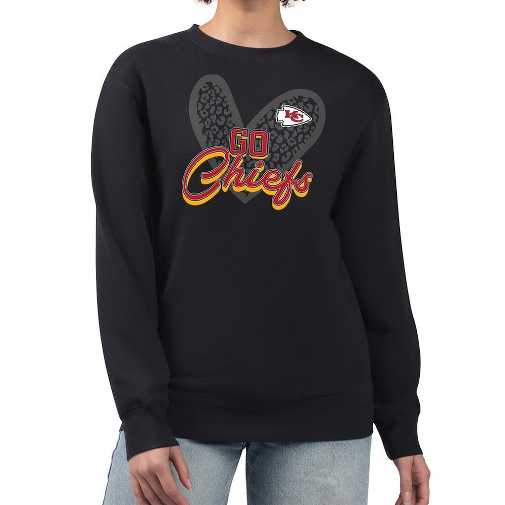 G-III 4Her by Carl Banks Women's Leopard Heart Pullover Sweatshirt - Kansas City Chiefs