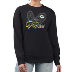 G-III 4Her by Carl Banks Women's Leopard Heart Pullover Sweatshirt - Green Bay Packers