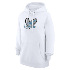 G-III 4Her by Carl Banks Women's Animal Print Heart Team Graphic Fleece Tri-Blend Pullover Hoodie - Detroit Lions