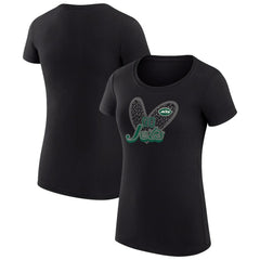 G-III 4Her by Carl Banks Women's Super-Slim Fit Lightweight Animal Print Heart T-Shirt - New York Jets