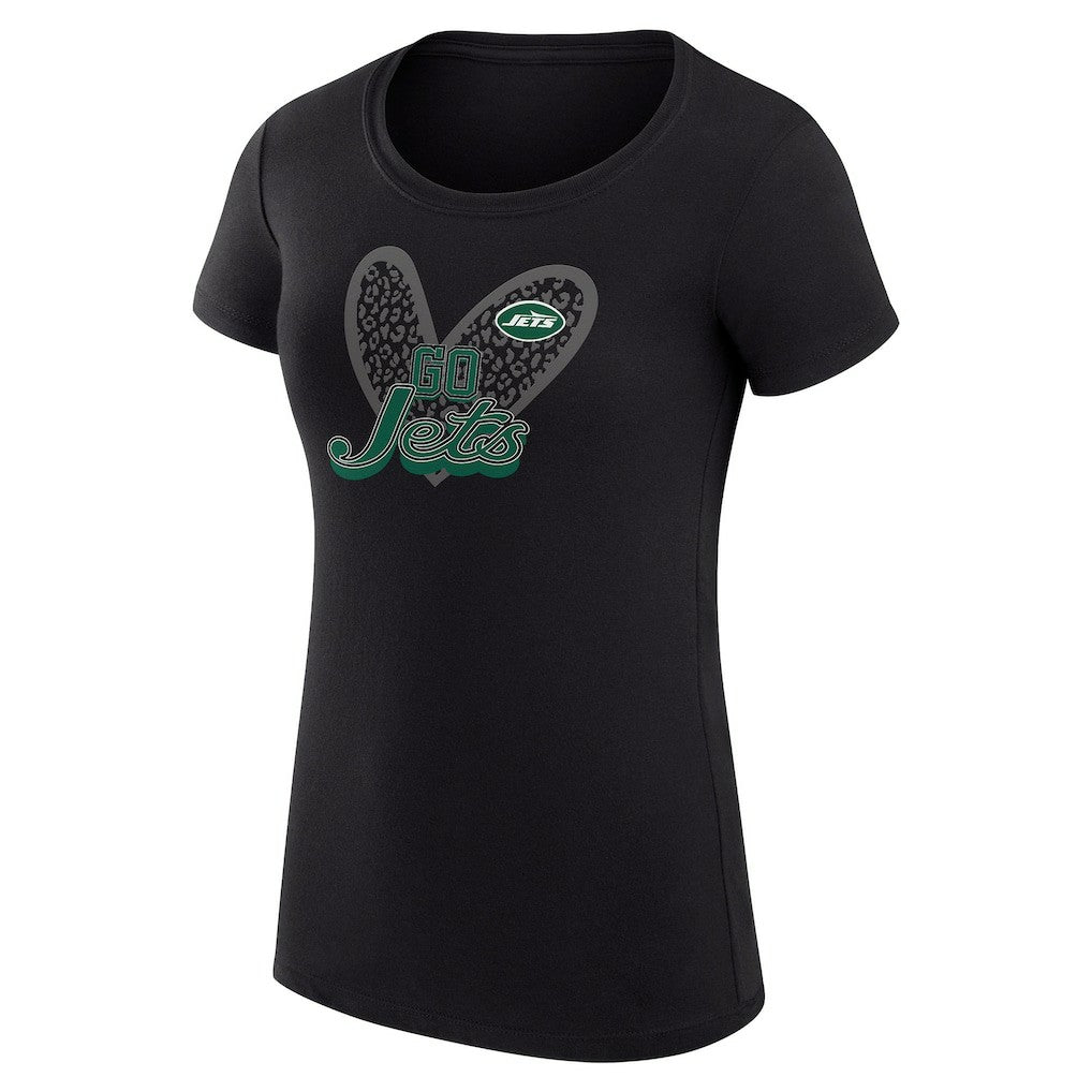 G-III 4Her by Carl Banks Women's Super-Slim Fit Lightweight Animal Print Heart T-Shirt - New York Jets