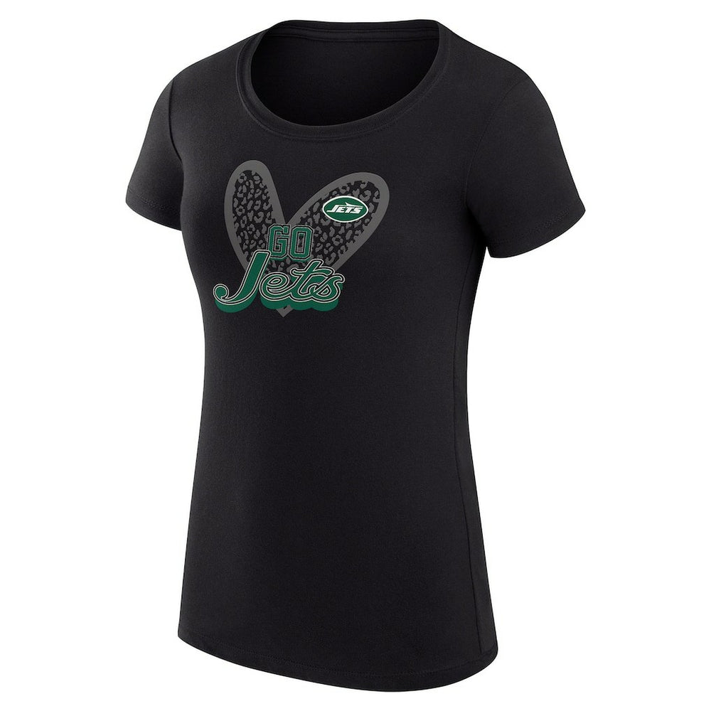 G-III 4Her by Carl Banks Women's Super-Slim Fit Lightweight Animal Print Heart T-Shirt - New York Jets