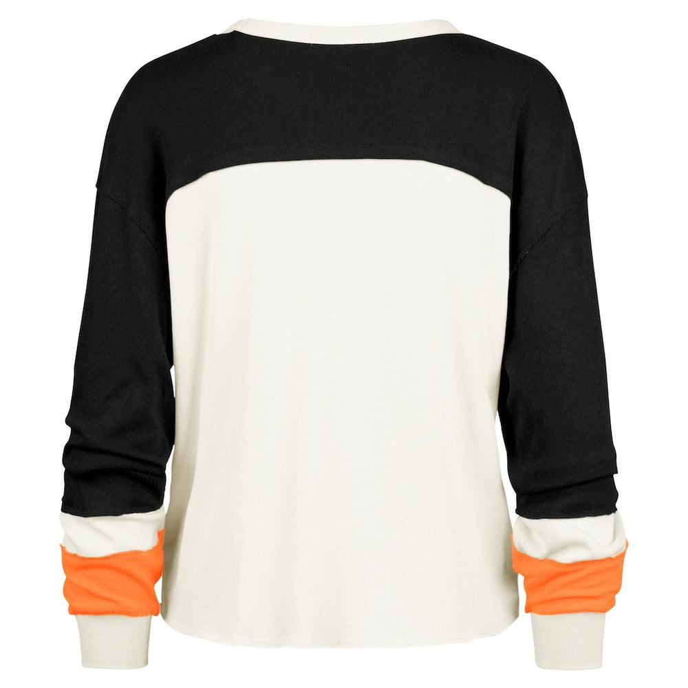 '47 Women's Double Header Curve Raglan Long Sleeve Crop Top - Cincinnati Bengals