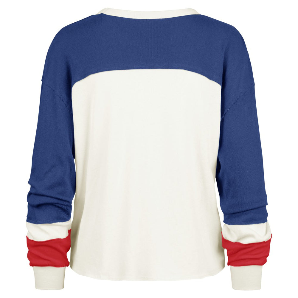 '47 Women's Double Header Curve Raglan Long Sleeve Crop Top - New York Giants