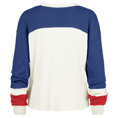 '47 Women's Double Header Curve Raglan Long Sleeve Crop Top - New York Giants