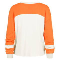 '47 Women's Double Header Curve Raglan Long Sleeve Crop Top - Miami Dolphins