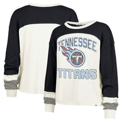 '47 Women's Double Header Curve Raglan Long Sleeve Crop Top - Tennessee Titans