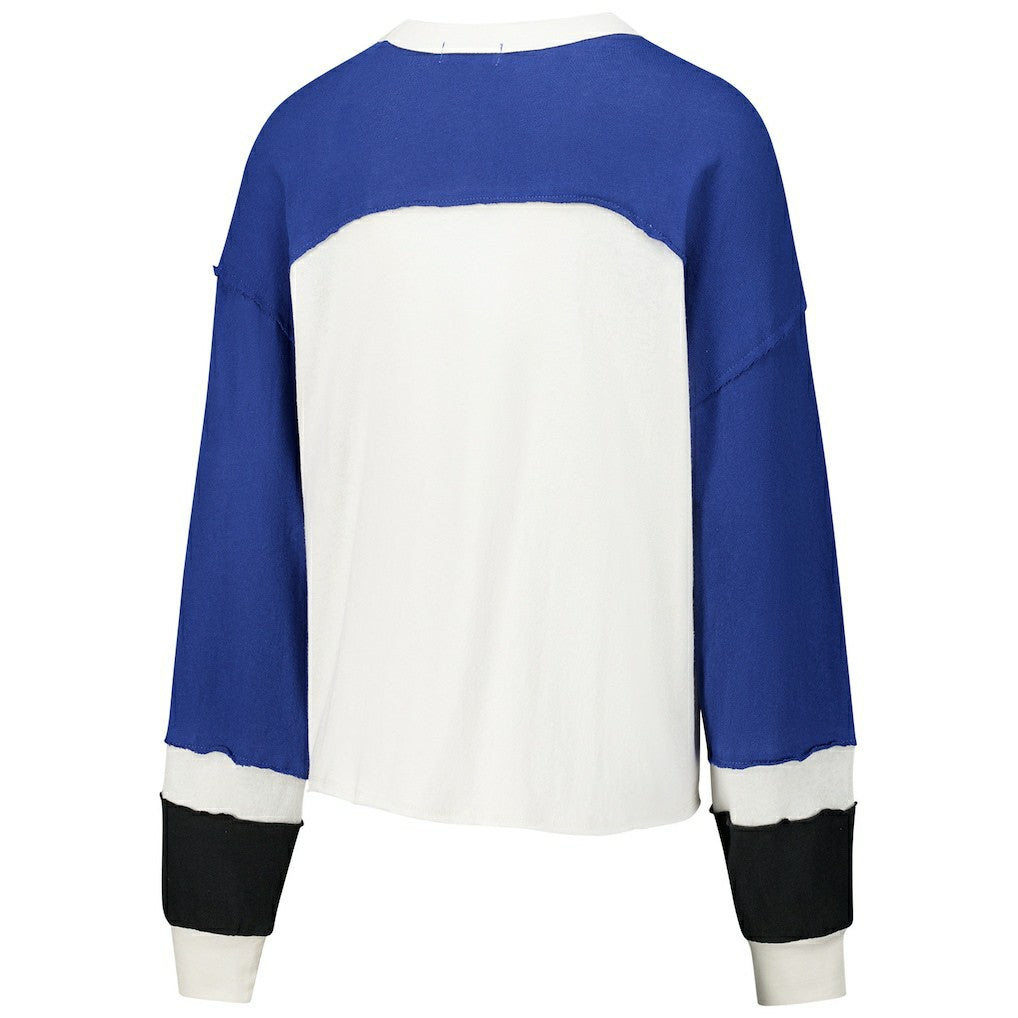 '47 Women's Double Header Curve Raglan Long Sleeve Crop Top - Indianapolis Colts