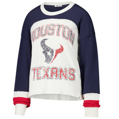 '47 Women's Double Header Curve Raglan Long Sleeve Crop Top - Houston Texans