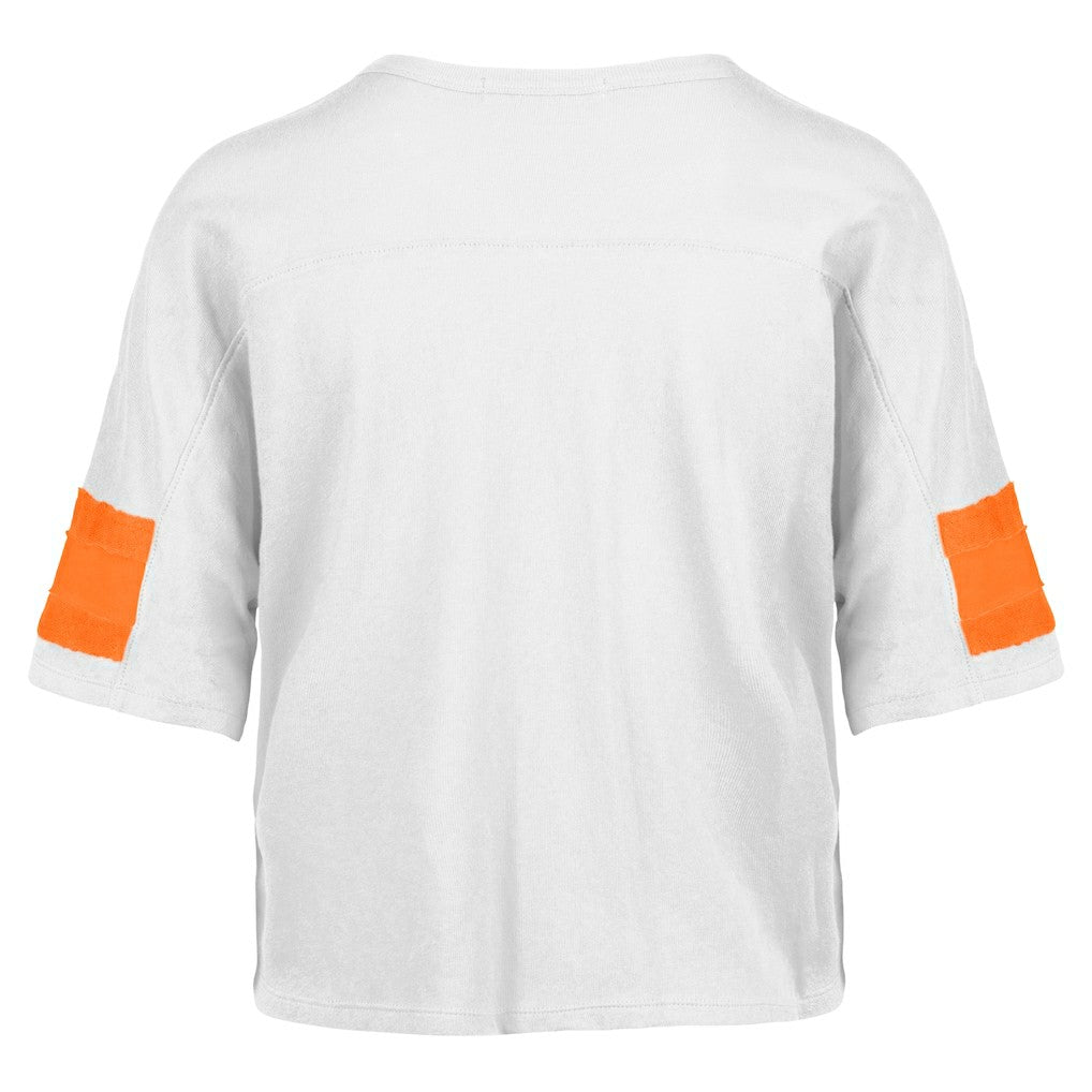 '47 Women's Double Header Scout Cropped V-Neck T-Shirt - Miami Dolphins