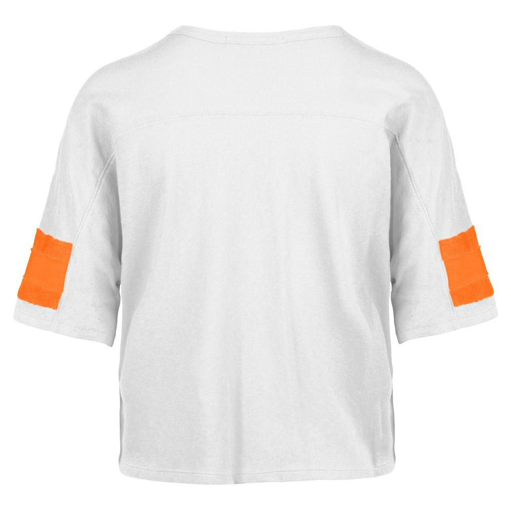 '47 Women's Double Header Scout Cropped V-Neck T-Shirt - Miami Dolphins