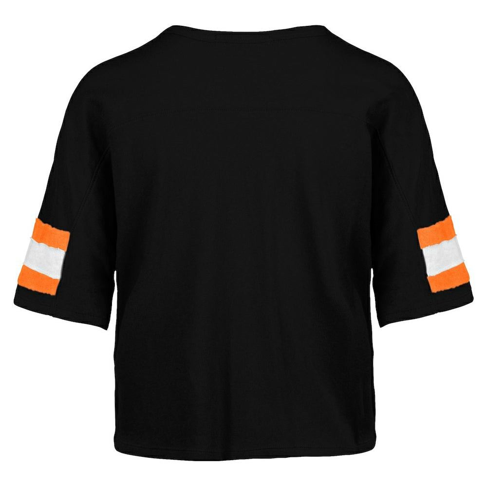 '47 Women's Double Header Scout Cropped V-Neck T-Shirt - Cincinnati Bengals