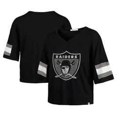 '47 Women's Double Header Scout Cropped V-Neck T-Shirt - Las Vegas Raiders