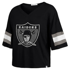 '47 Women's Double Header Scout Cropped V-Neck T-Shirt - Las Vegas Raiders