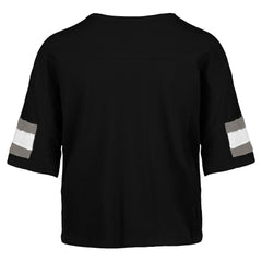 '47 Women's Double Header Scout Cropped V-Neck T-Shirt - Las Vegas Raiders