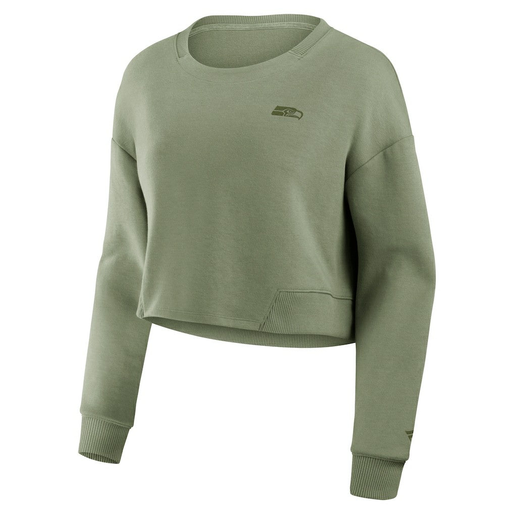 Women's Studio Tri-Blend Cropped Pullover Sweatshirt - Seattle Seahawks