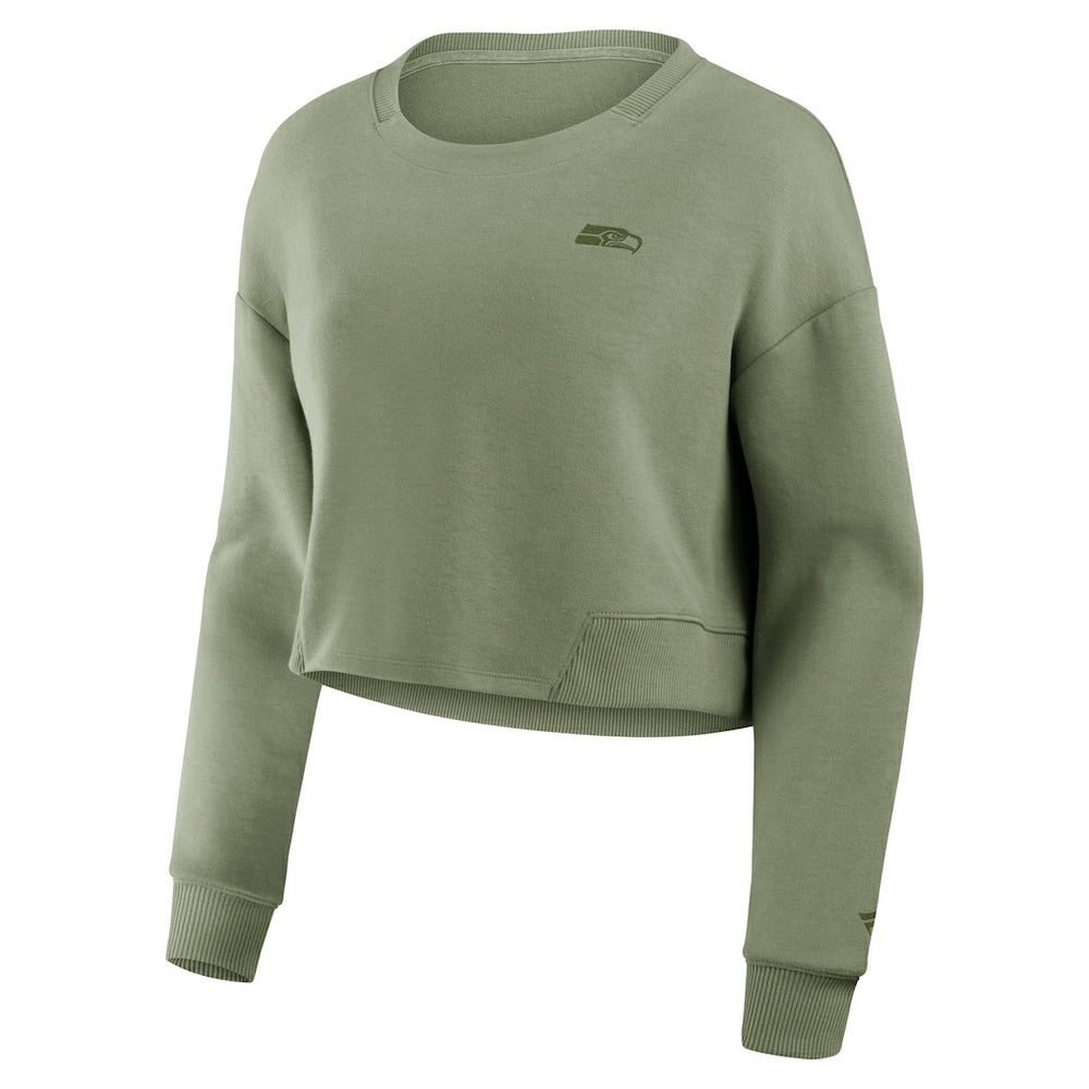 Women's Studio Tri-Blend Cropped Pullover Sweatshirt - Seattle Seahawks