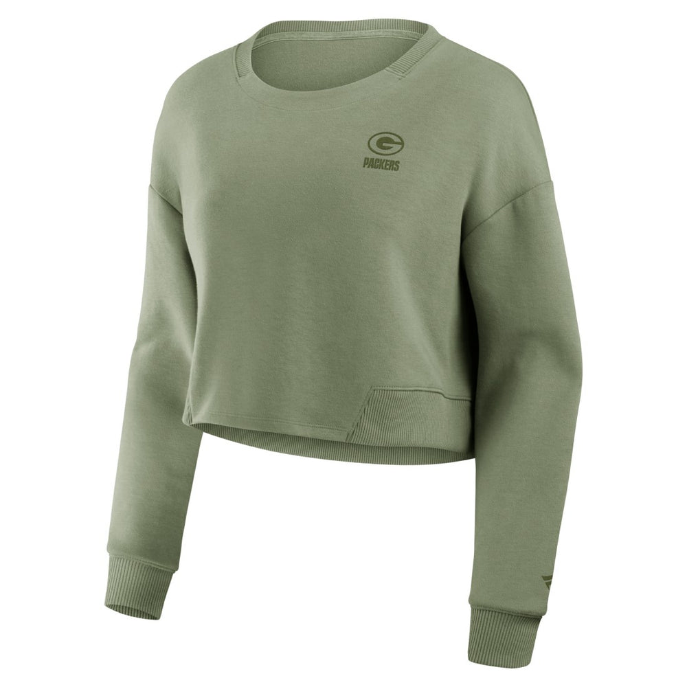 Women's Studio Tri-Blend Cropped Pullover Sweatshirt - Green Bay Packers