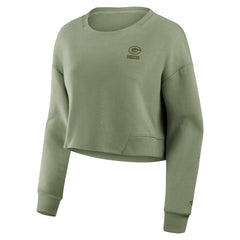 Women's Studio Tri-Blend Cropped Pullover Sweatshirt - Green Bay Packers