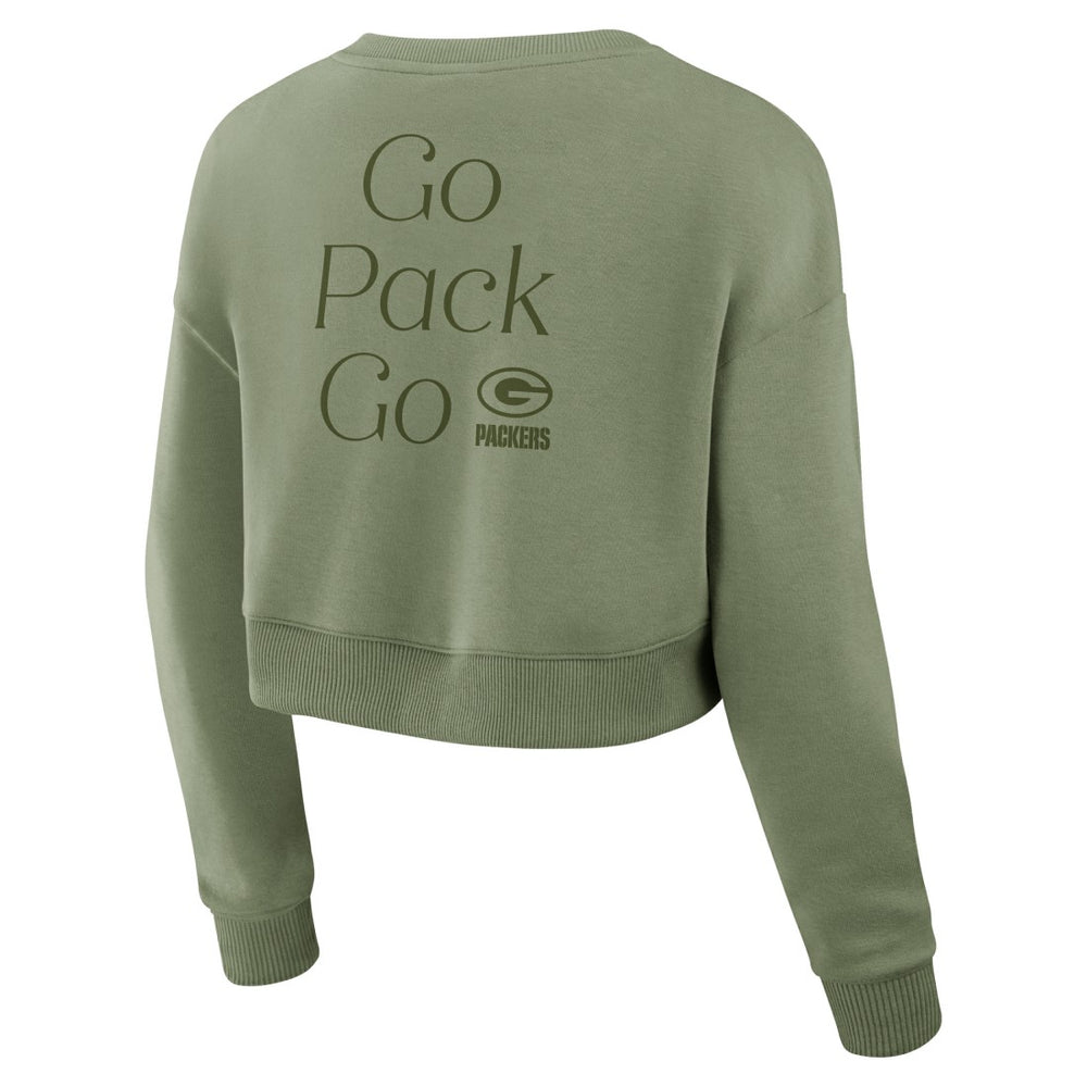 Women's Studio Tri-Blend Cropped Pullover Sweatshirt - Green Bay Packers