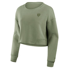 Women's Studio Tri-Blend Cropped Pullover Sweatshirt - Chicago Bears