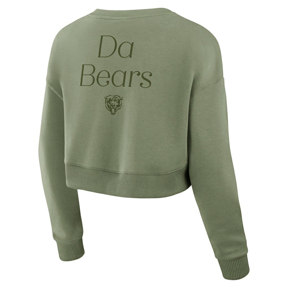 Women's Studio Tri-Blend Cropped Pullover Sweatshirt - Chicago Bears