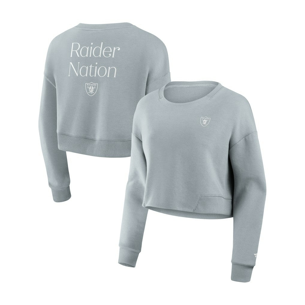 Women's Studio Tri-Blend Cropped Pullover Sweatshirt - Las Vegas Raiders