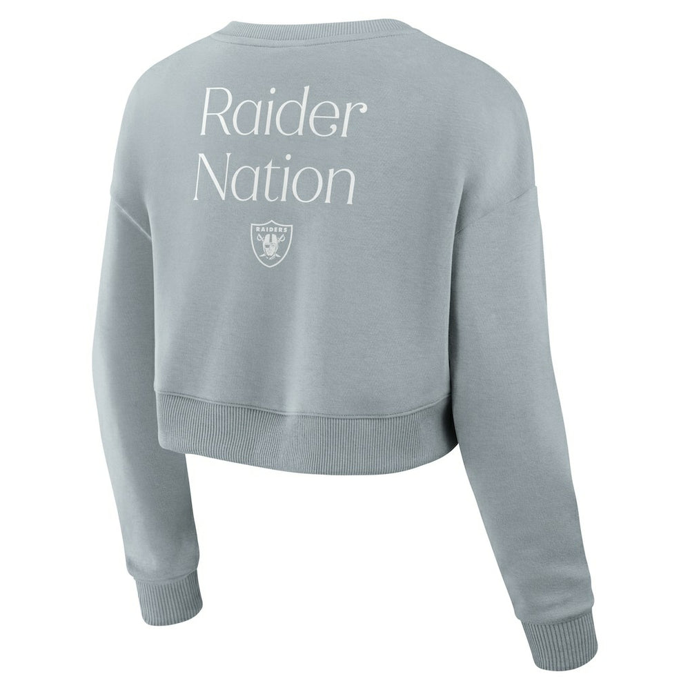 Women's Studio Tri-Blend Cropped Pullover Sweatshirt - Las Vegas Raiders