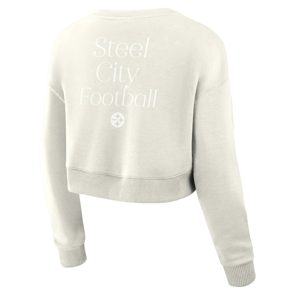 Women's Studio Tri-Blend Cropped Pullover Sweatshirt - Pittsburgh Steelers