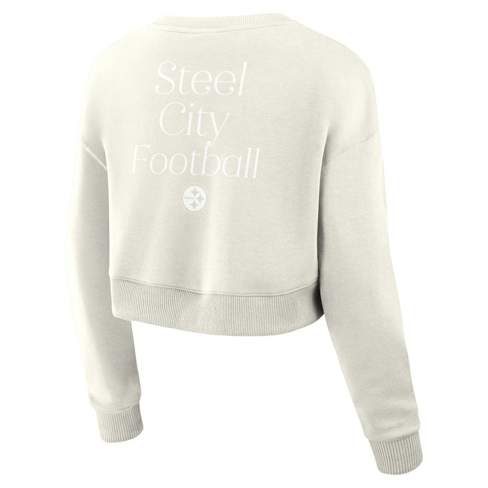 Women's Studio Tri-Blend Cropped Pullover Sweatshirt - Pittsburgh Steelers