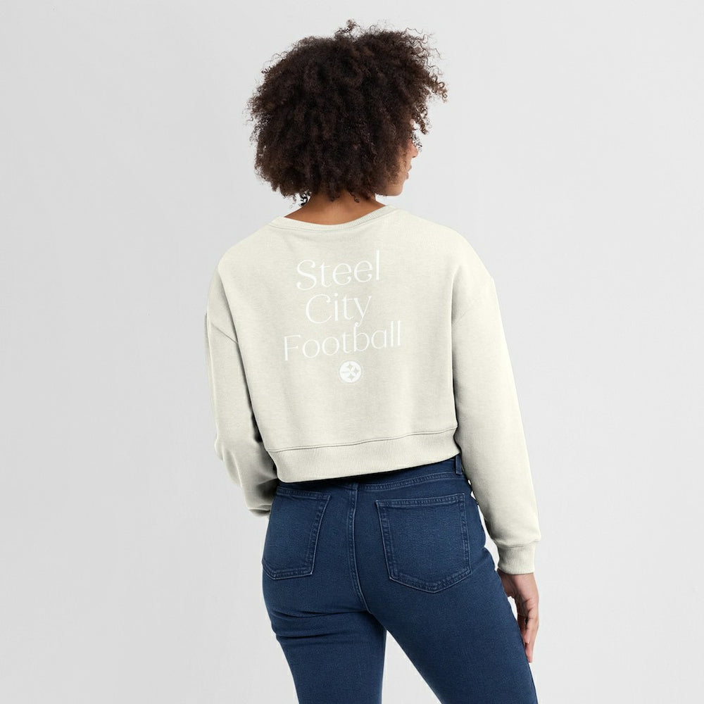 Women's Studio Tri-Blend Cropped Pullover Sweatshirt - Pittsburgh Steelers
