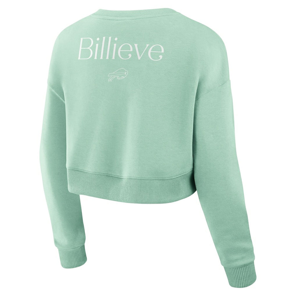 Women's Studio Tri-Blend Cropped Pullover Sweatshirt - Buffalo Bills