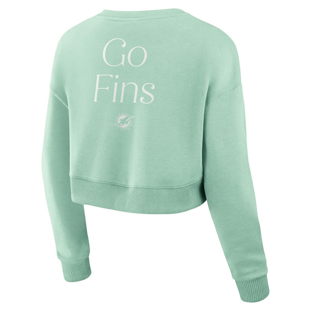 Women's Studio Tri-Blend Cropped Pullover Sweatshirt - Miami Dolphins
