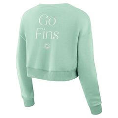 Women's Studio Tri-Blend Cropped Pullover Sweatshirt - Miami Dolphins