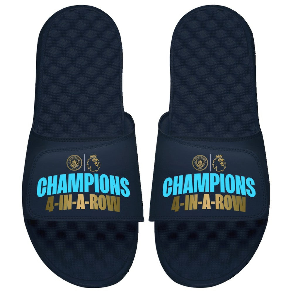 Manchester City ISlide Unisex Four-Time Consecutive Premier League Champions Slide Sandals -  Navy