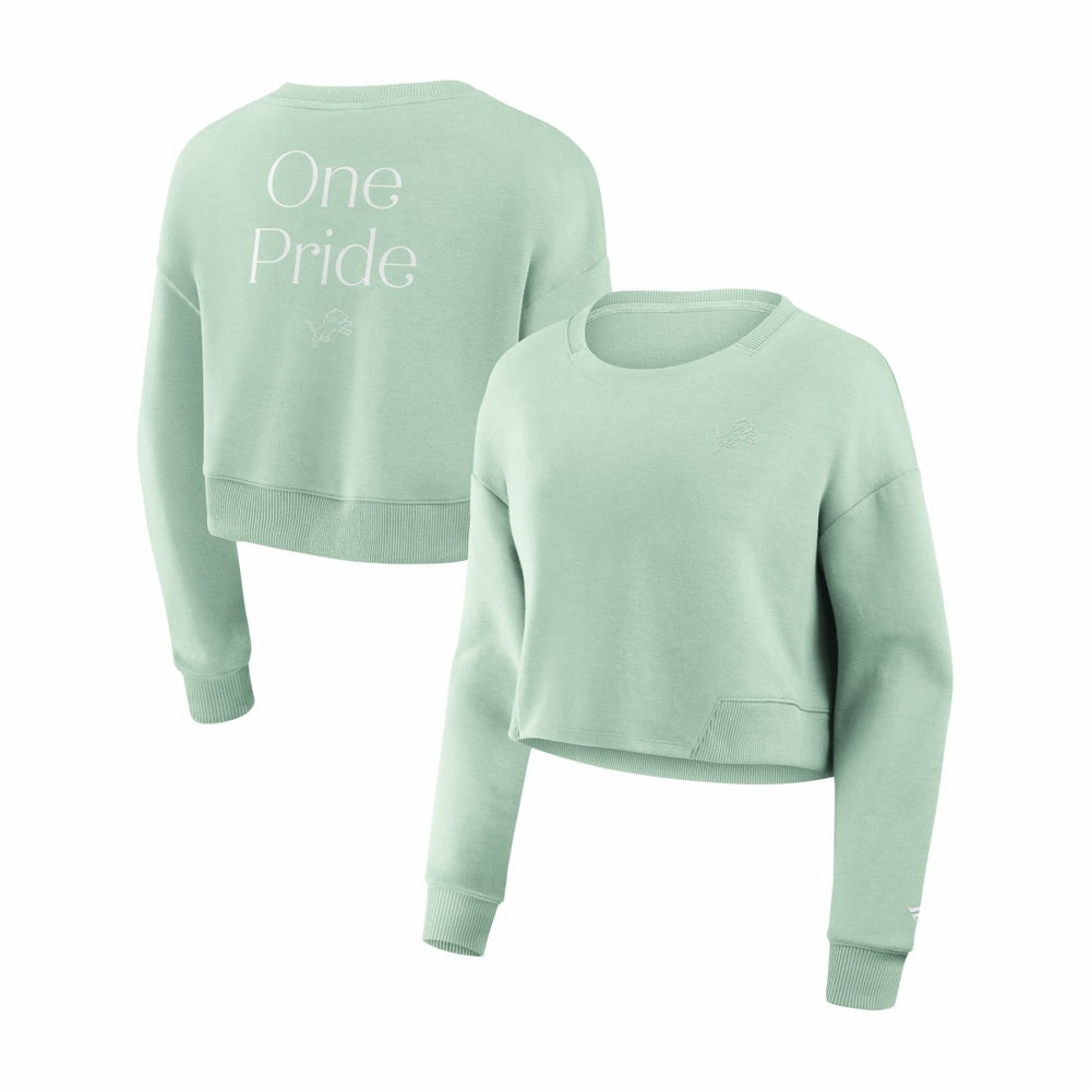Women's Studio Tri-Blend Cropped Pullover Sweatshirt - Detroit Lions