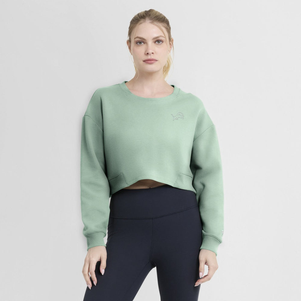 Women's Studio Tri-Blend Cropped Pullover Sweatshirt - Detroit Lions