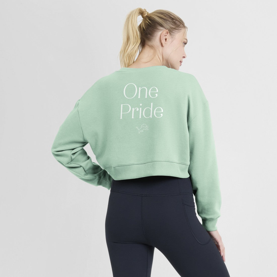 Women's Studio Tri-Blend Cropped Pullover Sweatshirt - Detroit Lions