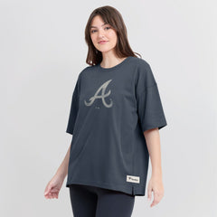 MLB Atlanta Braves Fanatics Women's Oversized Elements Raw Edge Future Ground T-Shirt