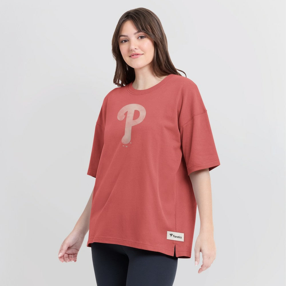MLB Philadelphia Phillies Fanatics Women's Oversized Elements Raw Edge Future Ground T-Shirt