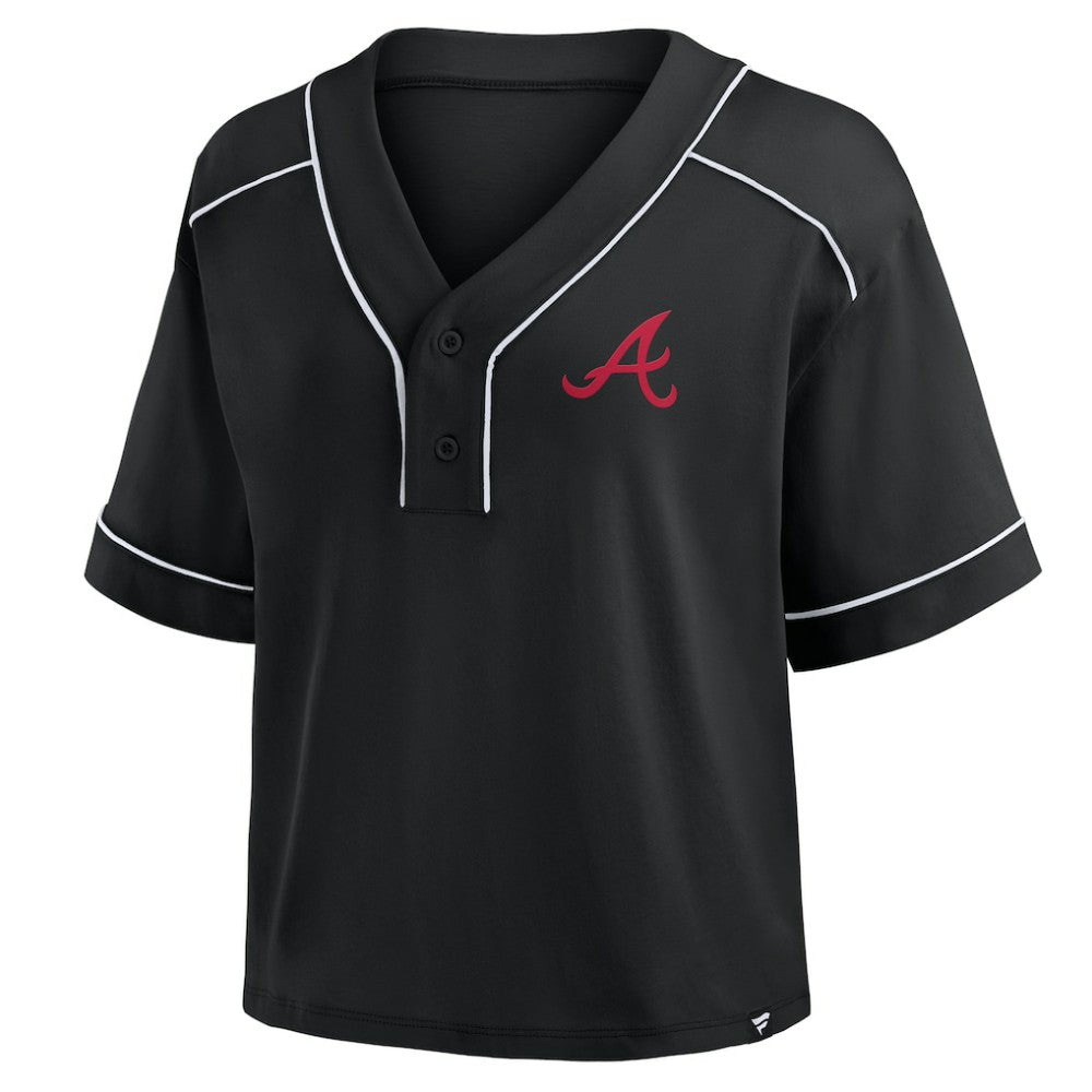 MLB Atlanta Braves Fanatics Women's Oversized Champ Game Cropped  V-Neck T-Shirt