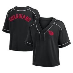 MLB Cleveland Guardians Fanatics Women's Oversized Champ Game Cropped  V-Neck T-Shirt