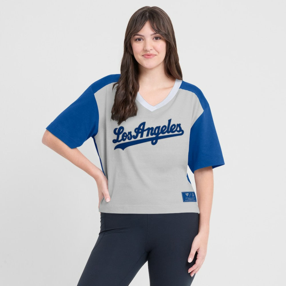 MLB Los Angeles Dodgers Fanatics Oversized Race To Win V-Neck T-Shirt