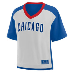 MLB Chicago Cubs Fanatics Oversized Race To Win V-Neck T-Shirt