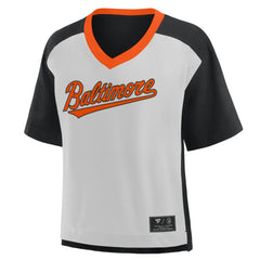 MLB Baltimore Orioles Fanatics Oversized Race To Win V-Neck T-Shirt