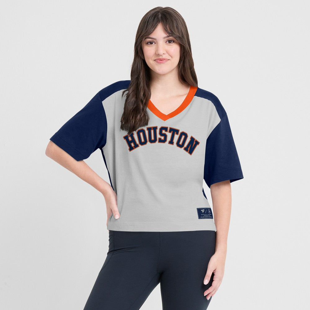 MLB Houston Astros Fanatics Oversized Race To Win V-Neck T-Shirt