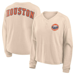 MLB Houston Astros Fanatics Women's Oversized Stadium Slub Long Sleeve Henley T-Shirt