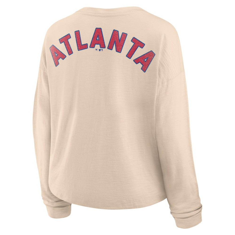MLB Atlanta Braves Fanatics Women's Oversized Stadium Slub Long Sleeve Henley T-Shirt