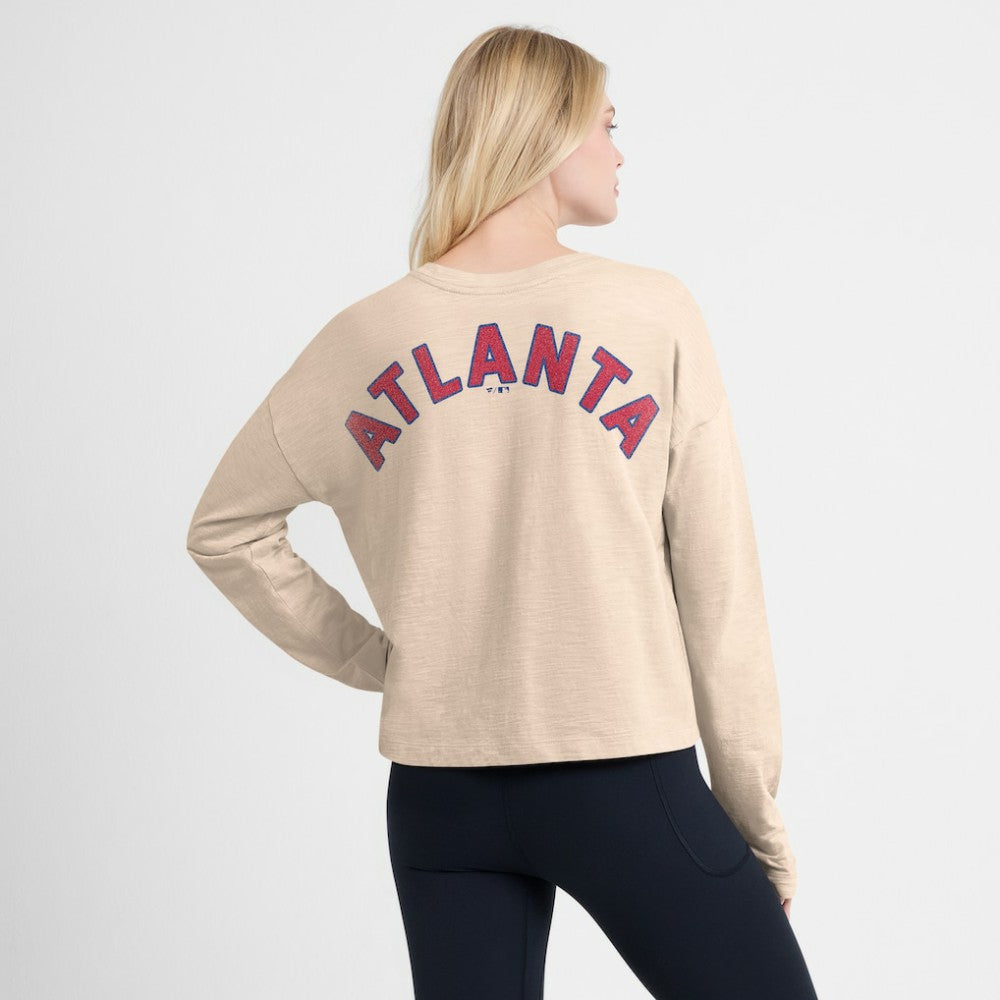 MLB Atlanta Braves Fanatics Women's Oversized Stadium Slub Long Sleeve Henley T-Shirt